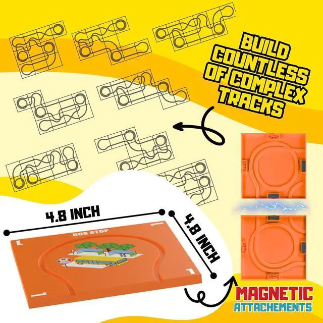 Alt view image 5 of 7 - Puzzle Racer Kids Car Track Set - (28 Piece) Magnet Toddler Race Tracks for Kids 3-5, w/ 3 Dinosaur Cars, and Accessories, Montessori Building Toy, Rail Car Puzzle Gifts for 3 4 5 6 Year Old Boys