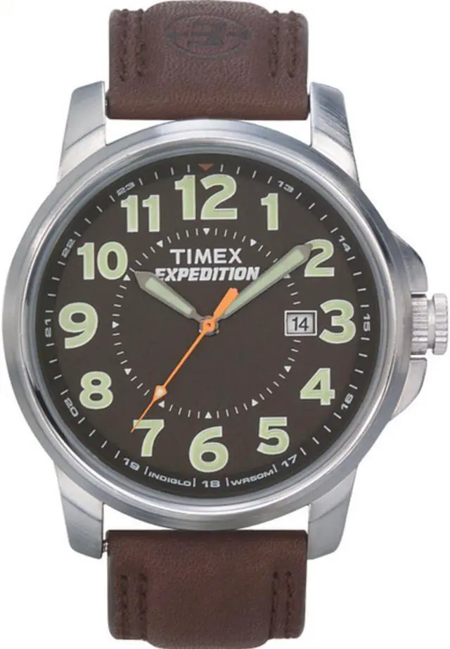 Main image of Timex Men's Expedition | Brown Leather Strap Silver-Tone Case Indiglo | T44921