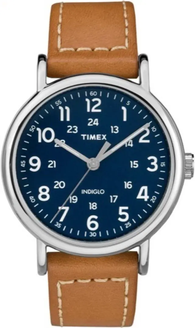 Alt view image 6 of 8 - Timex Men's Weekender 40 Indiglo Brown/Blue Leather Strap Watch - TW2R42500