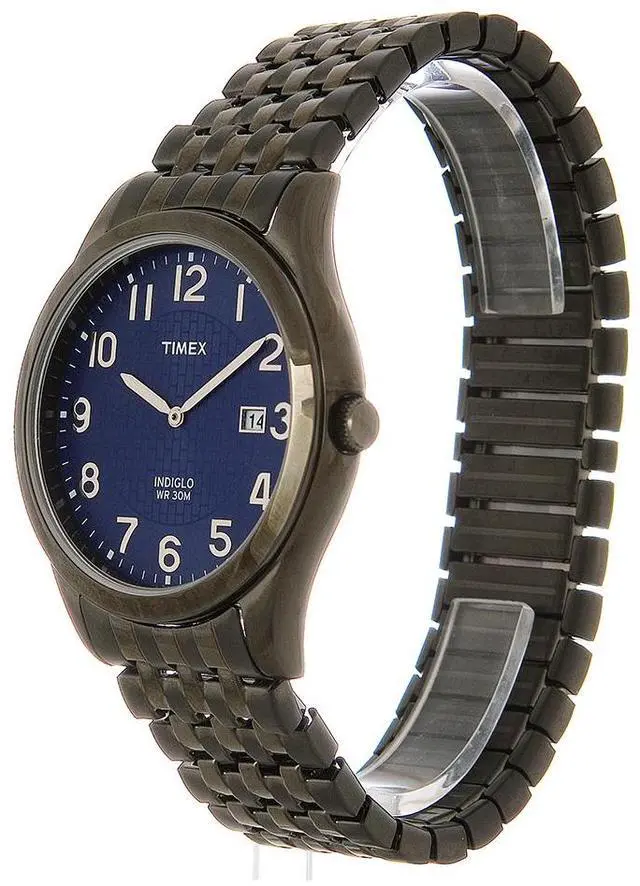 Alt view image 3 of 9 - Timex Men's Elevated Classic Blue Textured Dial Date Indiglo Dress Watch T2P203