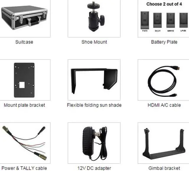 Alt view image 6 of 6 - Lilliput 663/O/P2 7" IPS Screen Metal Shell 1280*800 Field Monitor HDMI In HDMI Out Monitor Peacking Focus F970 and LP-E6 Plate With Vectorscope and Waveform for DSLR & Full HD Camcorder