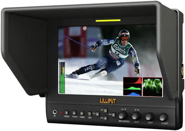 Main image of Lilliput 663/O/P2 7" IPS Screen Metal Shell 1280*800 Field Monitor HDMI In HDMI Out Monitor Peacking Focus F970 and LP-E6 Plate With Vectorscope and Waveform for DSLR & Full HD Camcorder
