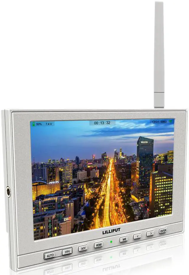Main image of Lilliput 339/W White -7" 1280X800 IPS FPV Monitor with Channel auto searching Single 5.8Ghz receivers cover 4 bands and total 32 channels AV Wireless Receiver + 2600 mah Battery Built