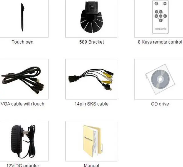 Alt view image 4 of 4 - Lilliput 889-80NP/C/T 8" CAR Pc Touch Screen TFT LCD VGA Monitor AV Input 1 Audio & 2 Video +Built-in speaker/Built-in multi-language OSD/Remote control