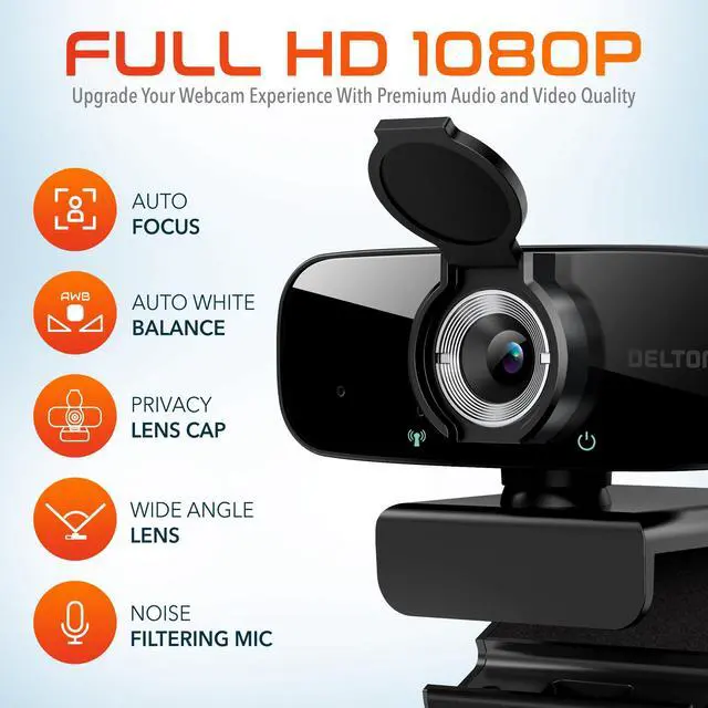 Alt view image 4 of 7 - Delton C24 HiDef 1080P Portable Computer Webcam, 2MP, 30 fps, HD Camera, Compatible with PC, Laptop, Desktop, and Games with USB Port for Remote Work, Video Conference and Teleconference