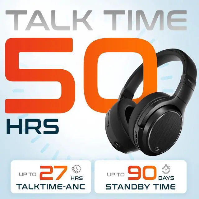 Alt view image 3 of 7 - Delton M101 Wireless Computer Headphones Active Noise Canceling ANC Gaming Headset Over the Ear for PC, Laptop Auto Pair USB