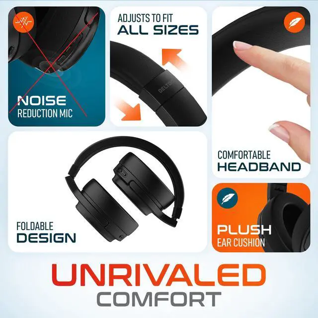 Alt view image 6 of 7 - Delton M101 Wireless Computer Headphones Active Noise Canceling ANC Gaming Headset Over the Ear for PC, Laptop Auto Pair USB