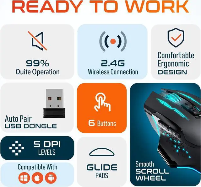 Alt view image 7 of 7 - Delton G37 Gaming Ergonomic Mouse Computer Accessory Input Device Battery Operated LED 6 Button Adjustable DPI