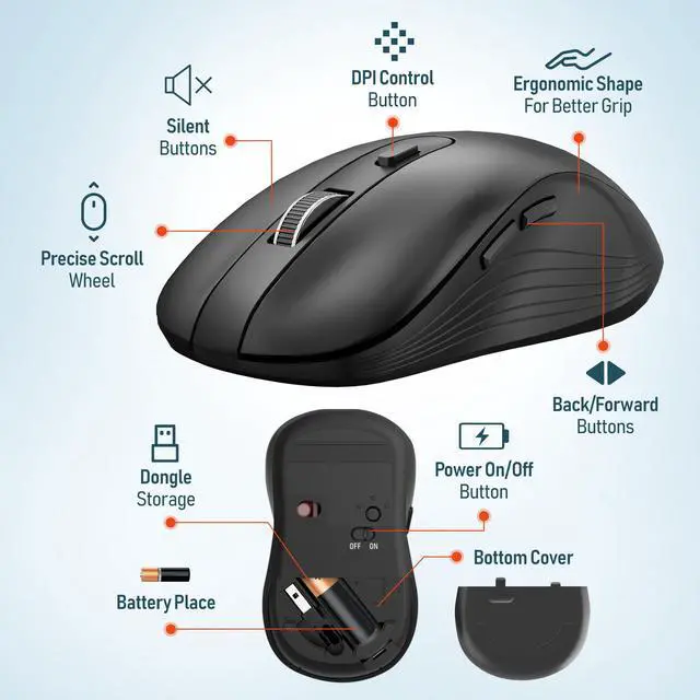 Alt view image 5 of 7 - Delton Ultra Slim Wireless Keyboard & Mouse Set