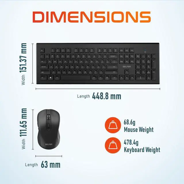 Alt view image 4 of 7 - Delton Ultra Slim Wireless Keyboard & Mouse Set