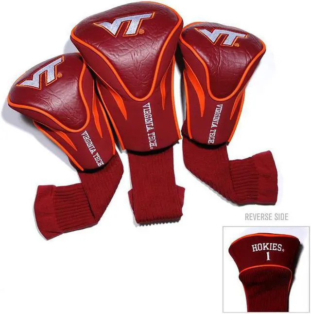 Alt view image 4 of 6 - Team Golf 25594 Virginia Tech University 3 Pack Contour Fit Headcover