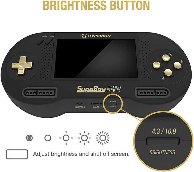 Alt view image 5 of 7 - Hyperkin Supaboy Blackgold Portable Pocket Console For Super Nes/super Famicom Super NES