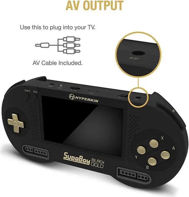 Alt view image 6 of 7 - Hyperkin Supaboy Blackgold Portable Pocket Console For Super Nes/super Famicom Super NES