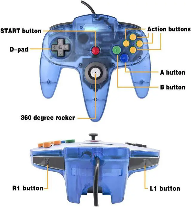 Alt view image 2 of 4 - Lot of 2 Controller Classic Wired Joystick Gamepad Controller for Original Nintendo 64 N64