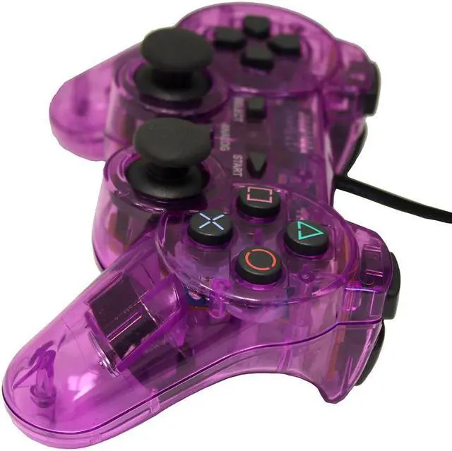 Alt view image 2 of 3 - Transparent Purple Controller for Playstation PS1 PS2 by Mars Devices