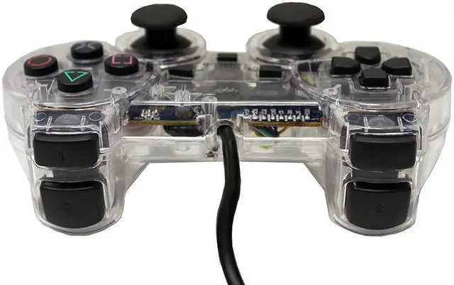 Alt view image 2 of 3 - Transparent Clear White Controller for Playstation PS1 PS2 by Mars Devices