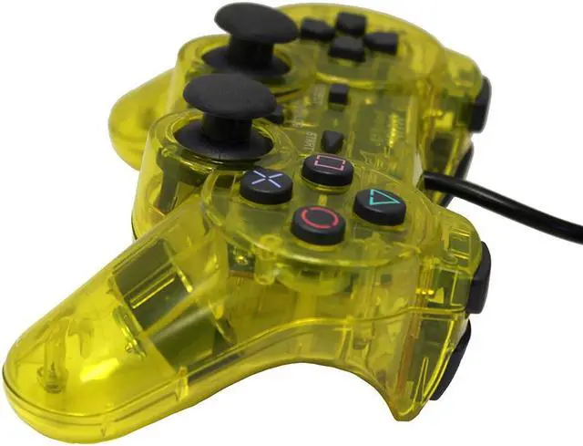 Alt view image 2 of 3 - Transparent Yellow Controller for Playstation PS1 PS2 by Mars Devices