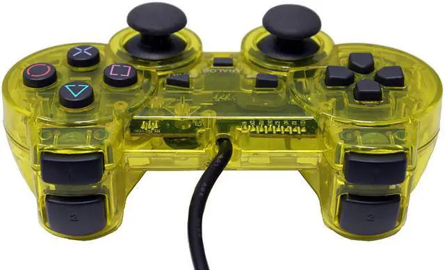 Alt view image 3 of 3 - Transparent Yellow Controller for Playstation PS1 PS2 by Mars Devices