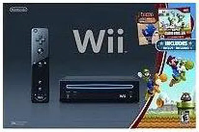 Main image of Black Wii Console With New Super Mario Brothers
