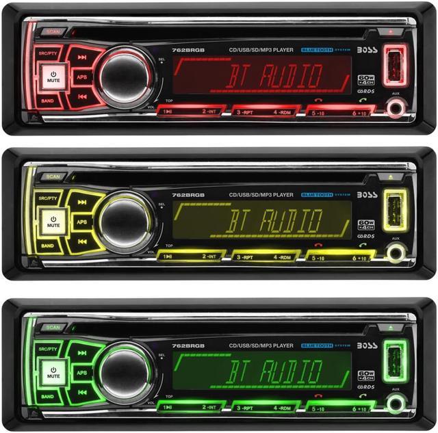 Alt view image 4 of 11 - BOSS AUDIO 762BRGB Single-DIN In-Dash CD AM/FM Receiver with RGB Illumination (With Bluetooth(R))