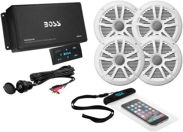 Main image of BOSS Audio ASK904B.64 4-Channel Bluetooth Amp with 4 speakers White