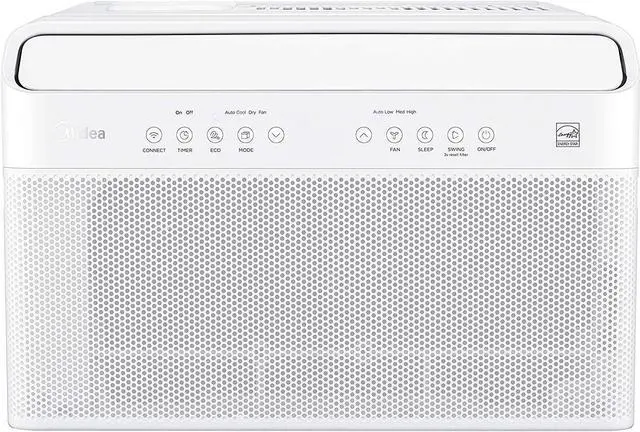 Alt view image 3 of 13 - Midea 8,000 BTU U-Shaped Smart Inverter Window Air ConditionerCools up to 350 Sq. Ft., Ultra Quiet with Open Window Flexibility, Works with Alexa/Google Assistant, 35% Energy Savings, Remote Control