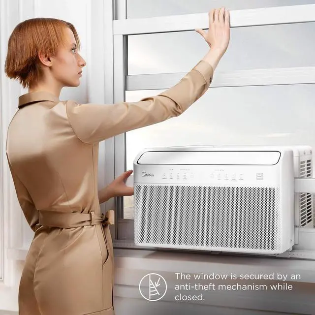 Alt view image 4 of 13 - Midea 8,000 BTU U-Shaped Smart Inverter Window Air ConditionerCools up to 350 Sq. Ft., Ultra Quiet with Open Window Flexibility, Works with Alexa/Google Assistant, 35% Energy Savings, Remote Control