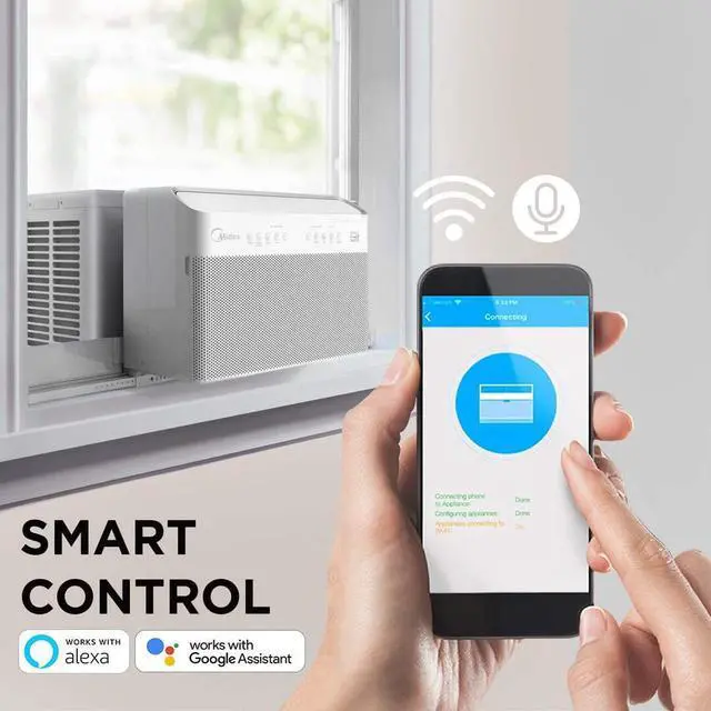 Alt view image 5 of 13 - Midea 8,000 BTU U-Shaped Smart Inverter Window Air ConditionerCools up to 350 Sq. Ft., Ultra Quiet with Open Window Flexibility, Works with Alexa/Google Assistant, 35% Energy Savings, Remote Control