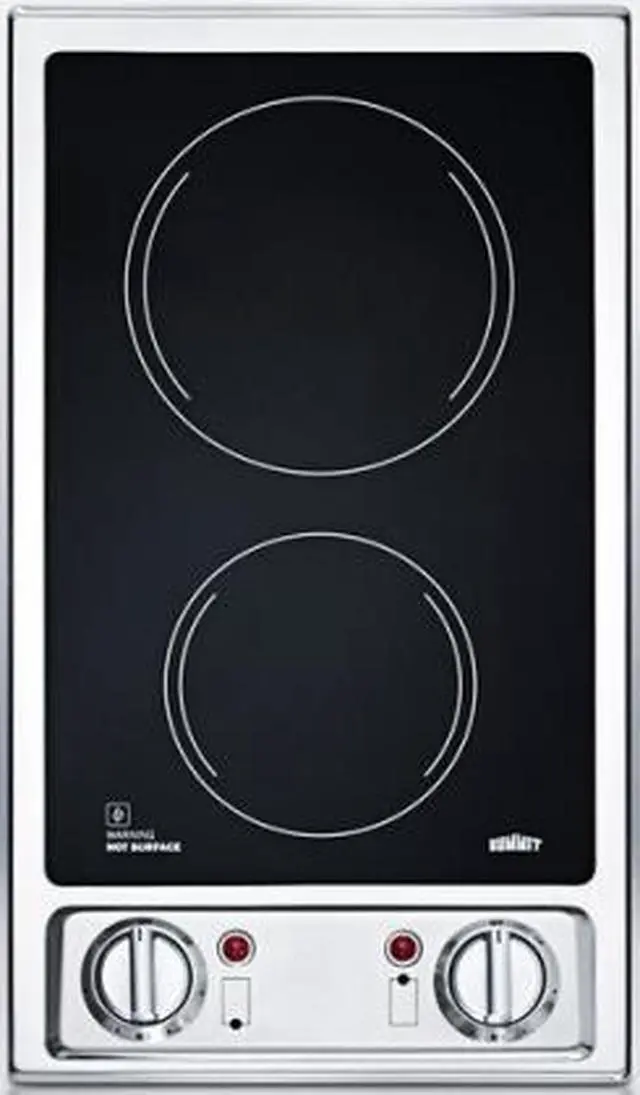 Alt view image 2 of 6 - Summit  CR2B120:  2-burner  120V  electric  cooktop  with  smooth  black  ceramic  glass  surface