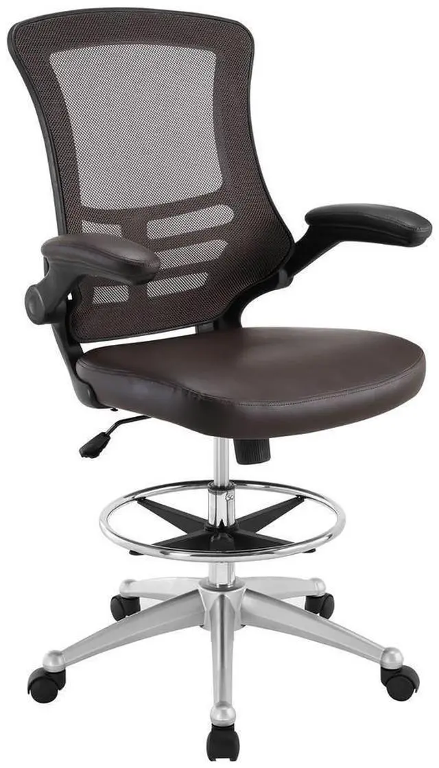 Alt view image 6 of 20 - Attainment Vinyl Drafting Stool in Brown