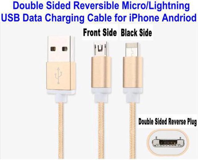 Reversible Micro USB Double Sided Charging/Sync Cable with Nylon