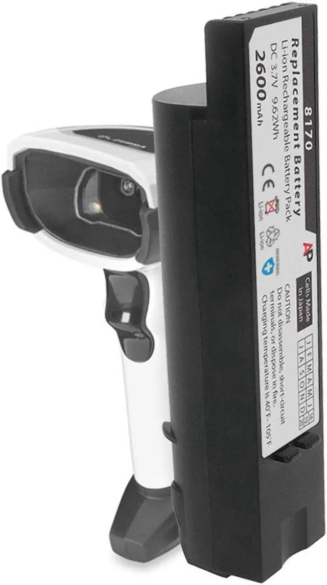 Alt view image 2 of 6 - Replacement Battery for Zebra 8100 Series Scanners (DS8100, DS8170, DS8178, etc) 2600 mAh
