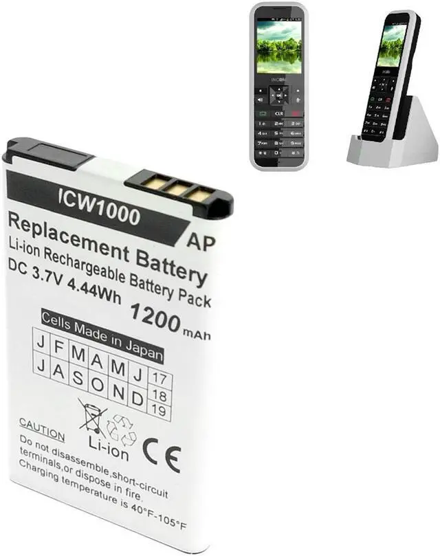 Alt view image 2 of 3 - Replacement Battery for the UniData ICW-1000G and WPU-7800 Phones. 1200 mAh