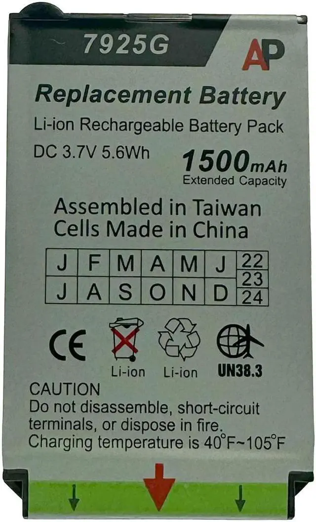 Alt view image 6 of 7 - Replacement Battery for Cisco 7925G & 7926G Phone. Extended Capacity 1500mAh