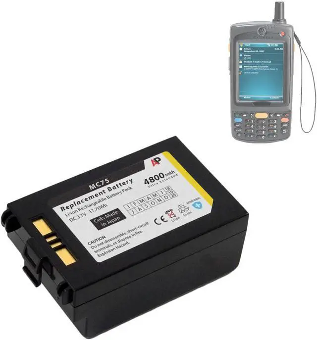 Alt view image 3 of 5 - Replacement Battery for Motorola/Symbol MC75/MC70 Series. 4800mAh Ultra Extended