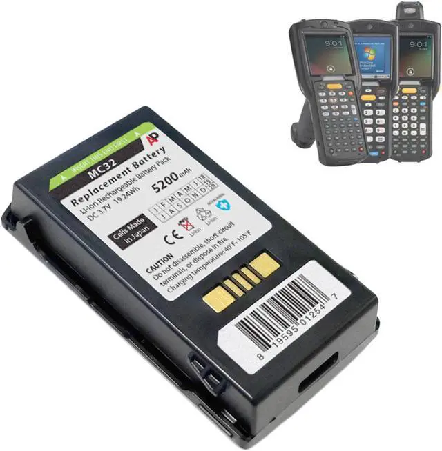 Alt view image 2 of 7 - Extended Capacity Replacement Battery for Motorola MC3200 Scanner. 5200 mAh.