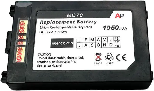 Alt view image 4 of 4 - Replacement Battery for Motorola/Symbol MC70 & MC75 Series Scanners. 1950mAh