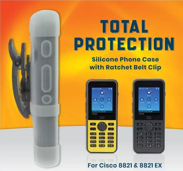 Alt view image 4 of 9 - Silicone Case with Rotating Belt Clip for Cisco 8821 and 8821-EX Phones