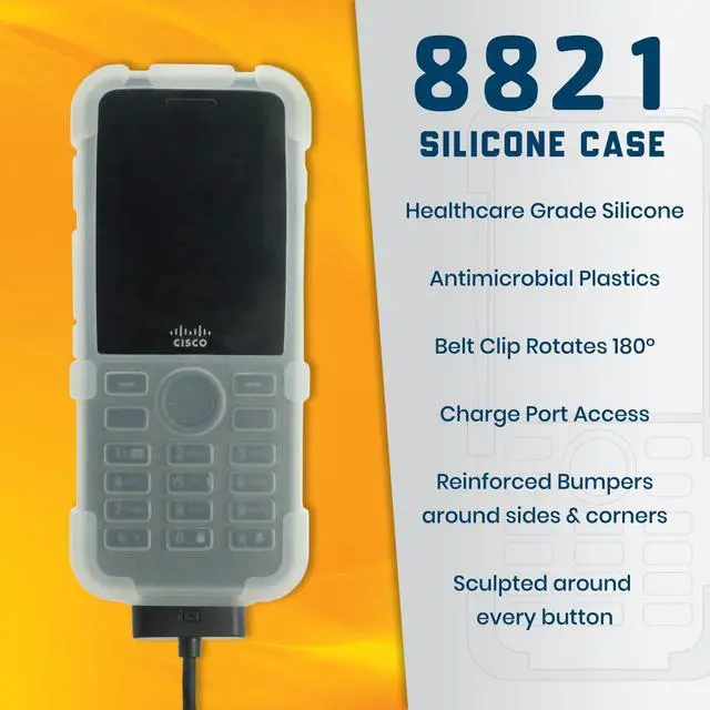 Alt view image 5 of 9 - Silicone Case with Rotating Belt Clip for Cisco 8821 and 8821-EX Phones