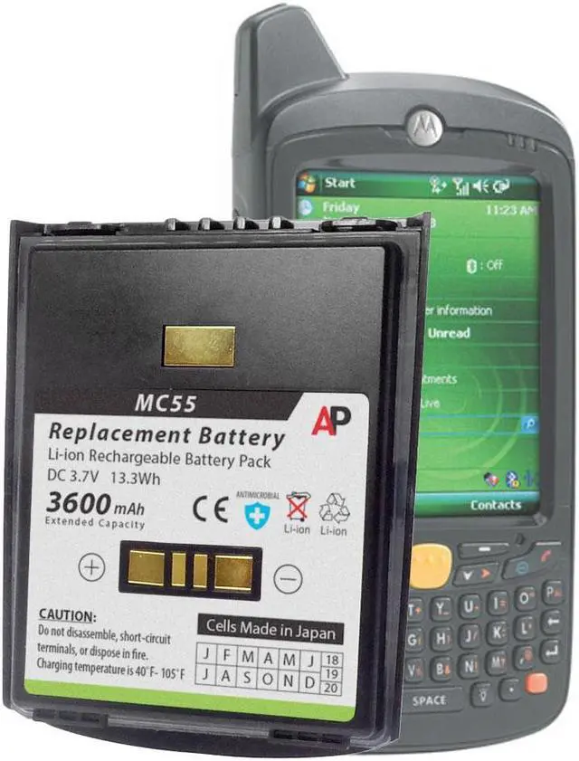 Alt view image 2 of 3 - Replacement Battery for Motorola/Symbol MC55 & MC65 Series. 3600mAh Extended