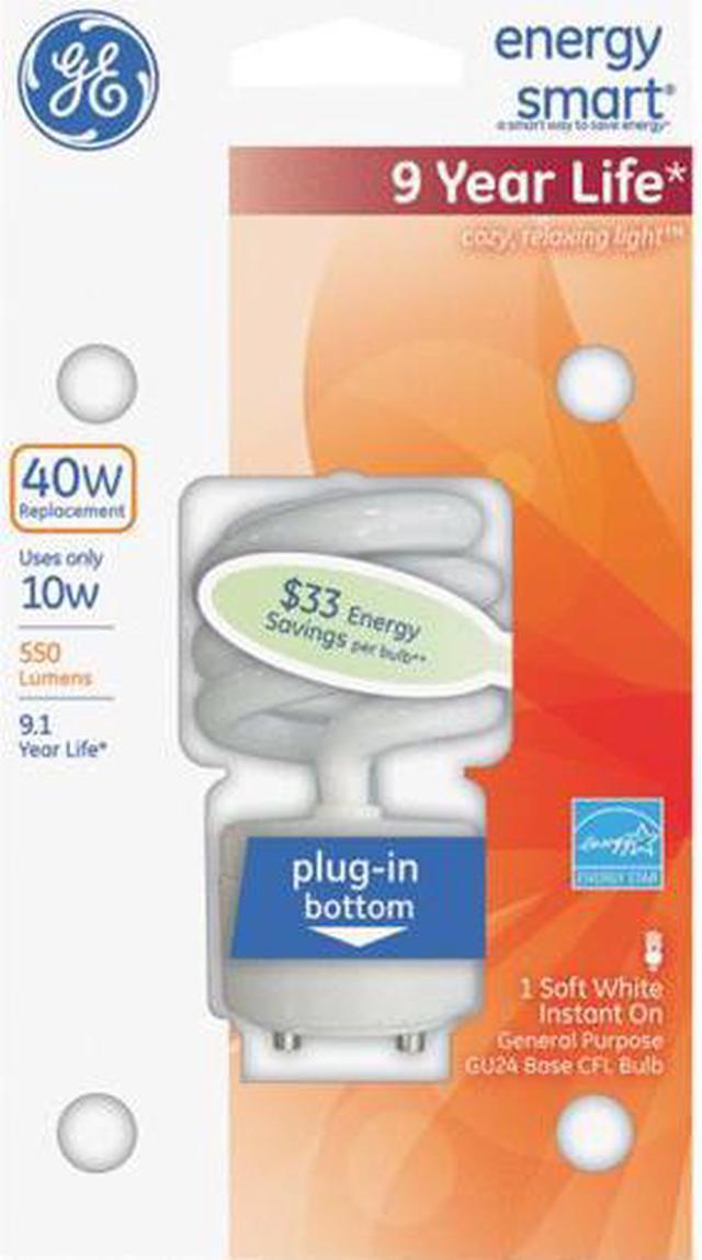 Alt view image 4 of 7 - GE 10W CFL GU24 Plug-In base Soft White Compact Fluorescent bulb
