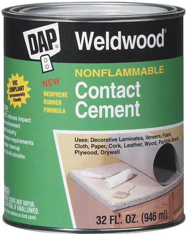 Main image of DAP 25332 Contact Cement, Weldwood Nonflammable Series, Natural, 1 qt, Can