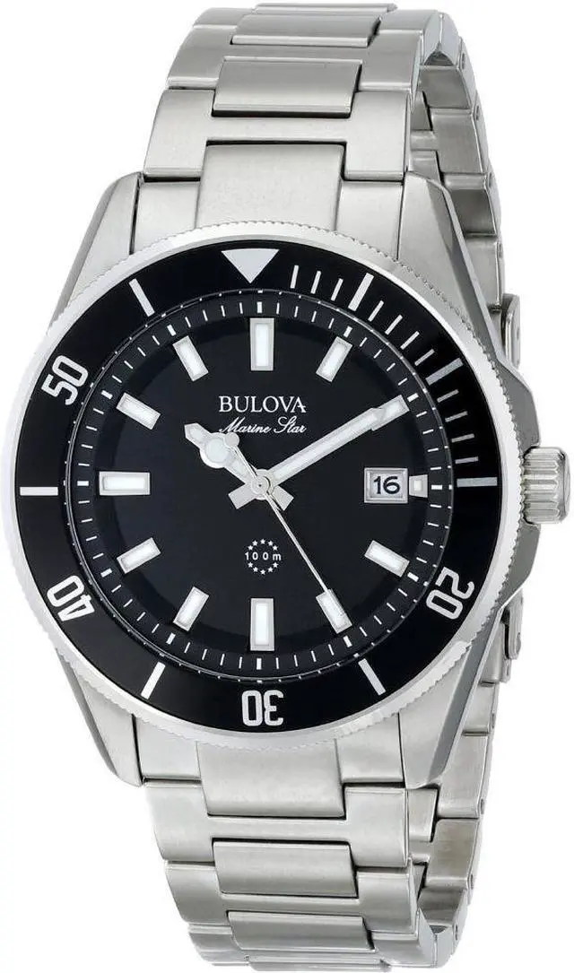 Alt view image 6 of 12 - Bulova 98B203 Marine Star Silver-Tone Steel Black Dial Men's Watch