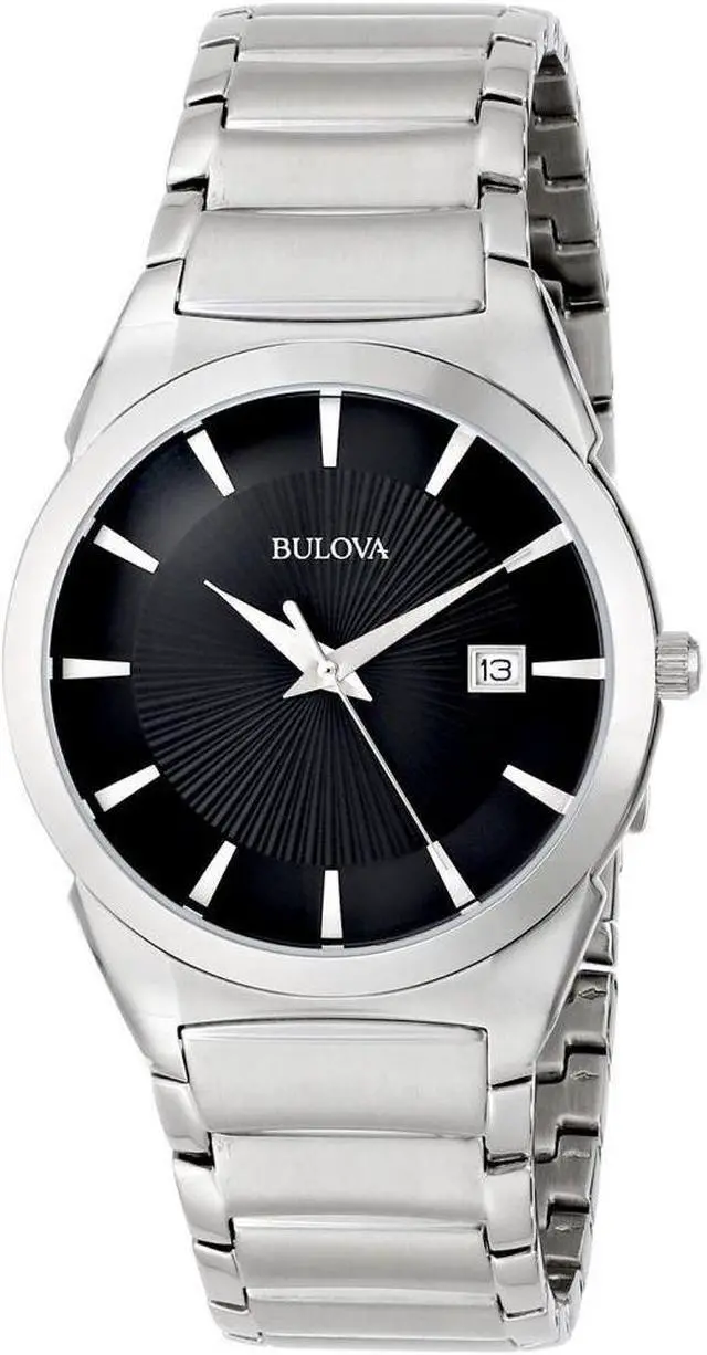 Alt view image 14 of 20 - Bulova Steel Bracelet Date Window Black Dial Men's watch #96B149