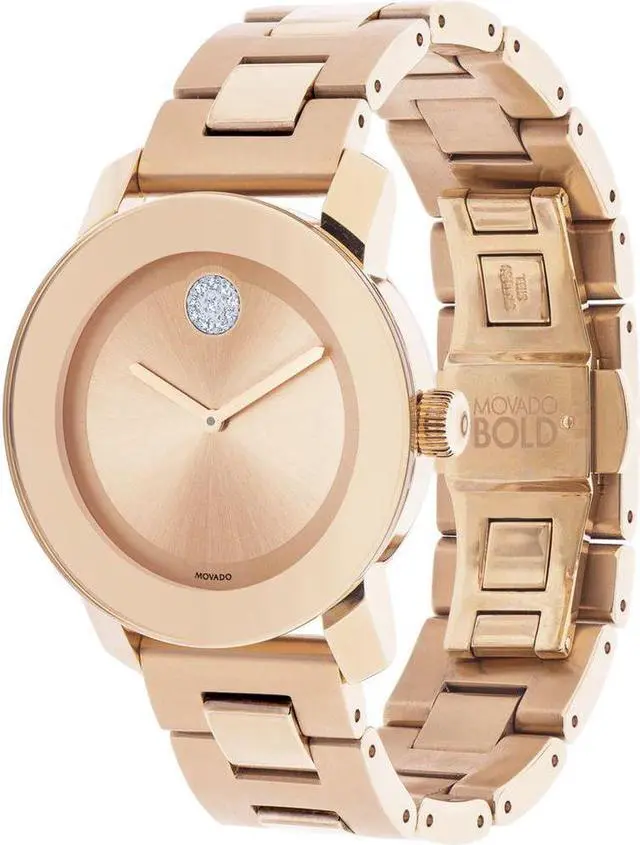 Alt view image 7 of 20 - Movado Bold Ladies Crystal Rose Gold Tone Bracelet Swiss Quartz Watch 3600086