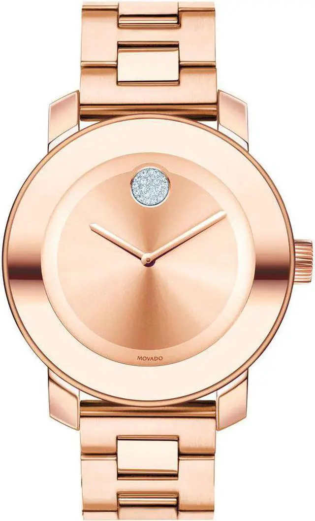 Alt view image 8 of 20 - Movado Bold Ladies Crystal Rose Gold Tone Bracelet Swiss Quartz Watch 3600086