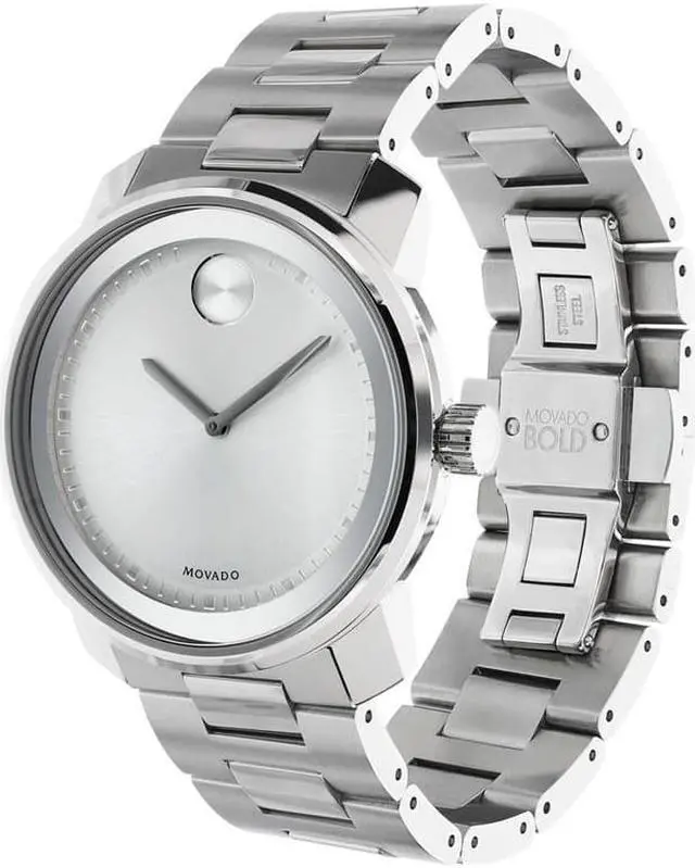 Alt view image 5 of 15 - Movado Bold Mens Silver Dial Stainless Steel Bracelet Swiss Quartz Watch 3600257