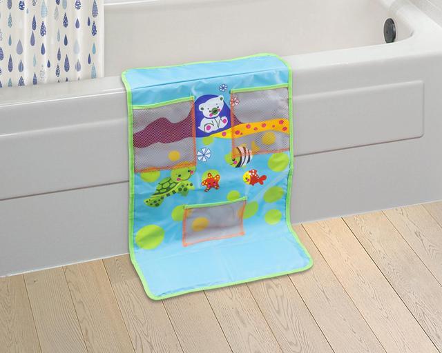 Alt view image 2 of 4 - Cushioned Non-Skid Baby Bath-Time Kneeling Pad with Toy Pockets BLUE
