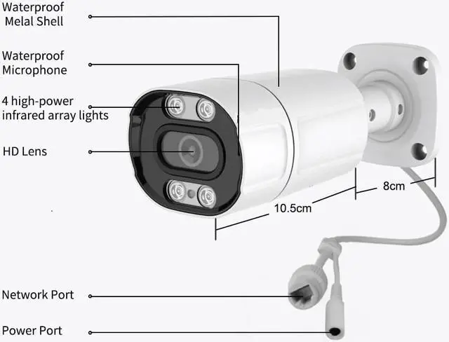 Alt view image 5 of 7 - 5MP Ultra HD 2.8MM H.265 POE IP Camera AI Motion Detection Two Way Audio Outdoor Full Color Night Vision