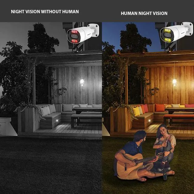 Alt view image 3 of 7 - 5MP Ultra HD 2.8MM H.265 POE IP Camera AI Motion Detection Two Way Audio Outdoor Full Color Night Vision